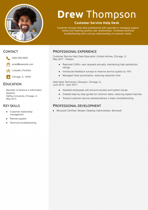  Customer Service Help Desk Resume Example 