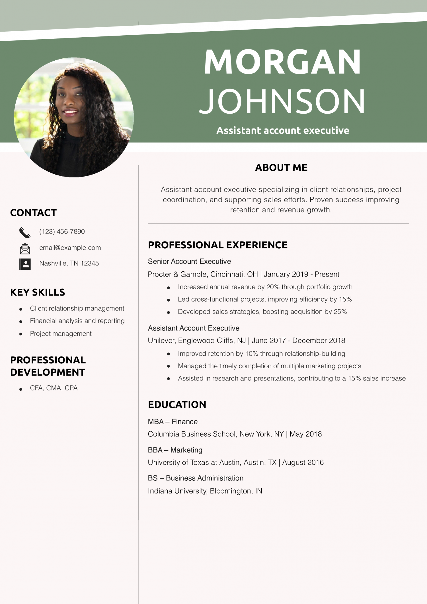Assistant account executive resume example 