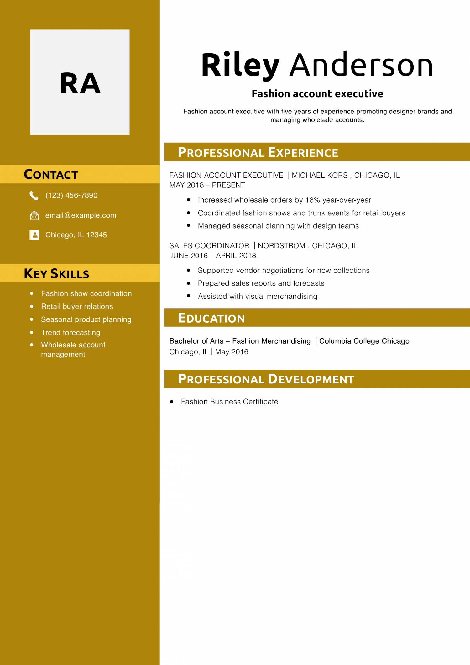 Fashion account executive resume example 