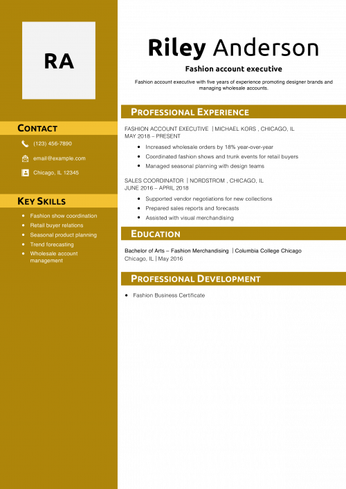 Fashion account executive resume example 