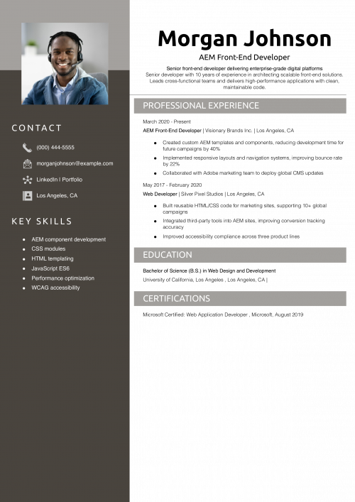 AEM Front-End Developer Resume 