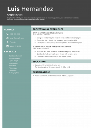 Graphic Artist Resume Example