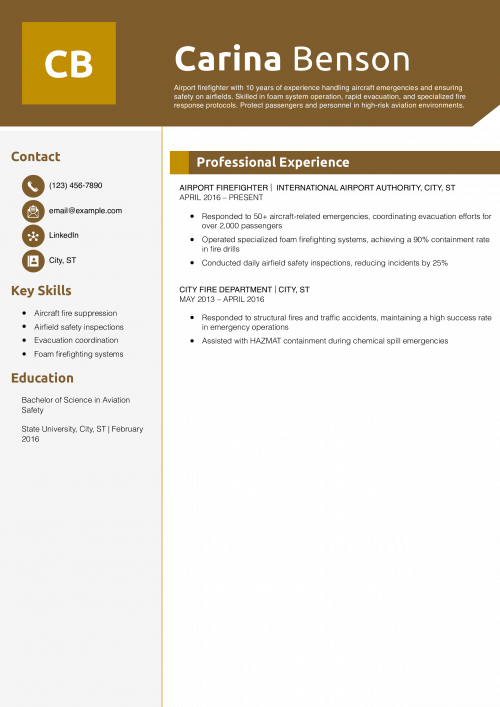 Airport Firefighter Resume
