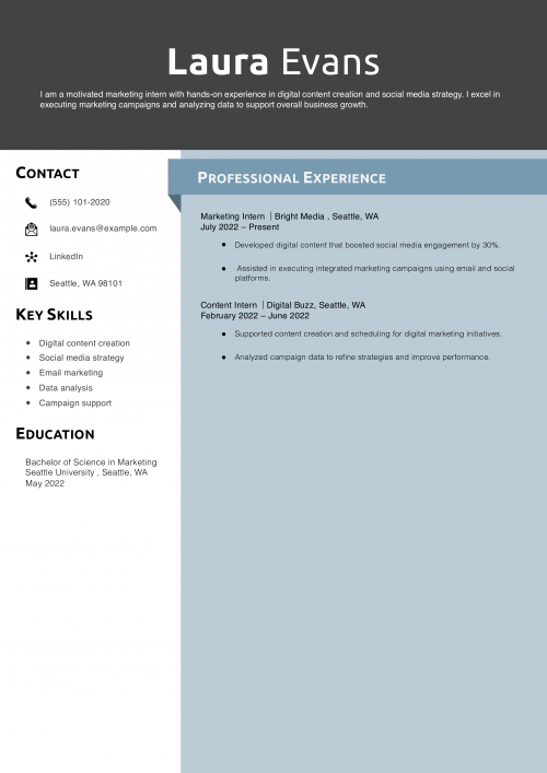 Entry-Level Marketing Resume Example 
