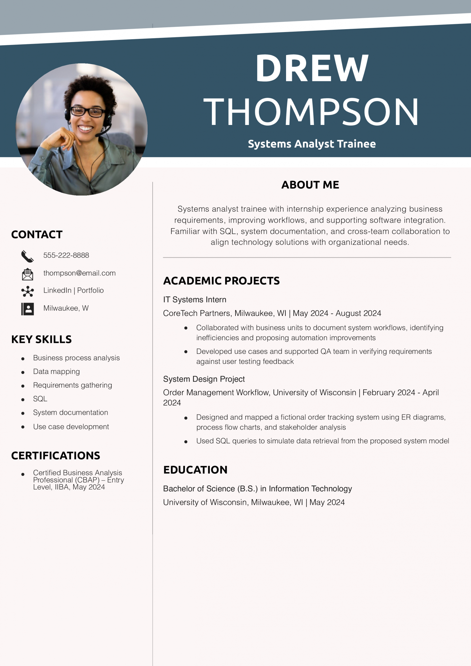 Systems Analyst Trainee Resume 