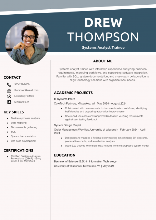 Systems Analyst Trainee Resume 