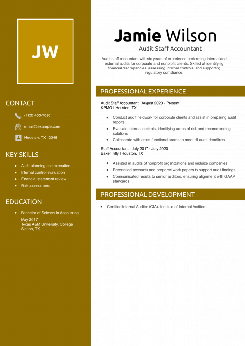 Audit Staff Accountant Resume Example 
