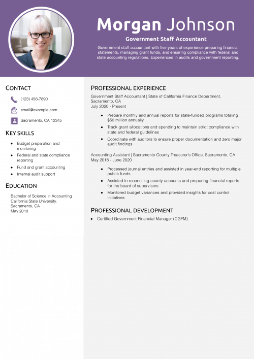 Government Staff Accountant Resume Example  