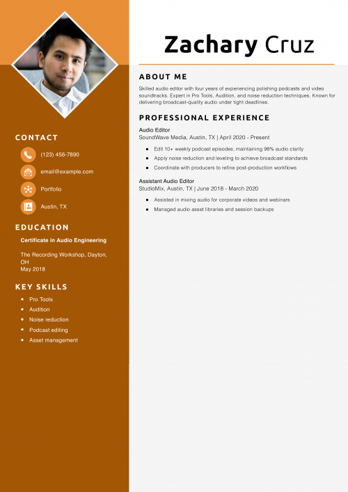 Audio Editor Resume Example