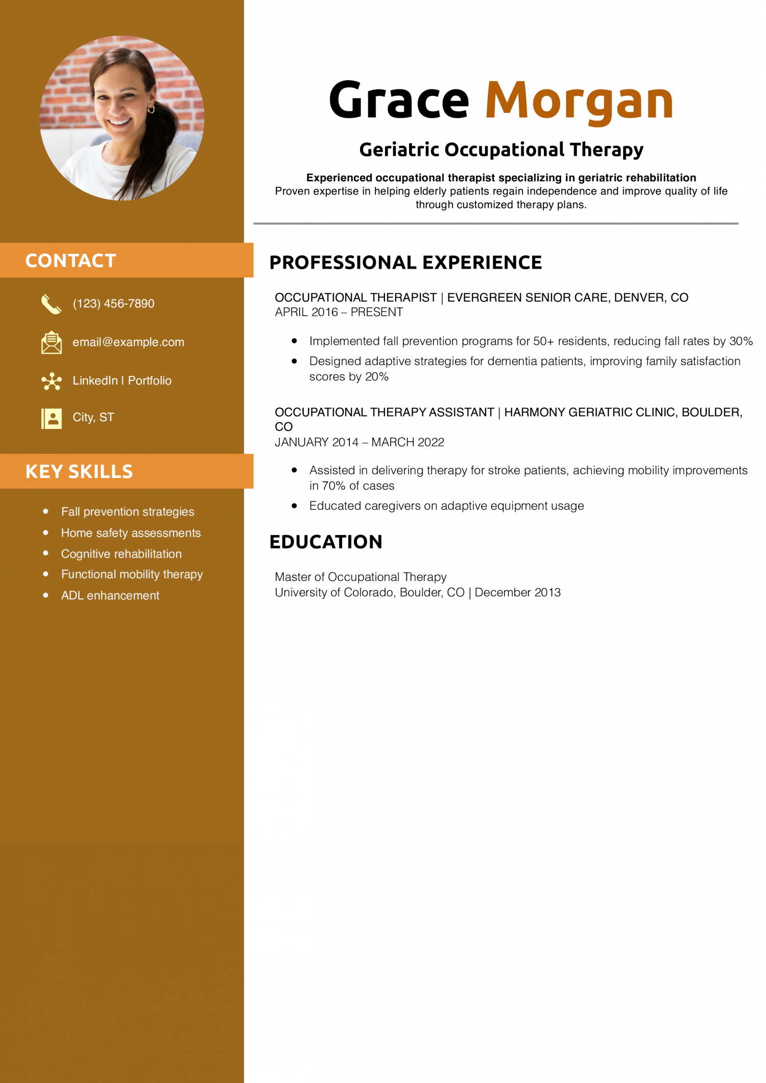 Geriatric Occupational Therapy Resume