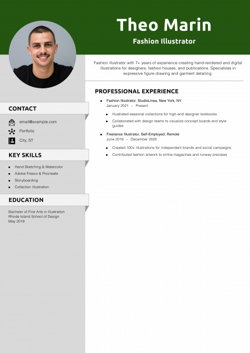 Fashion Illustrator Resume