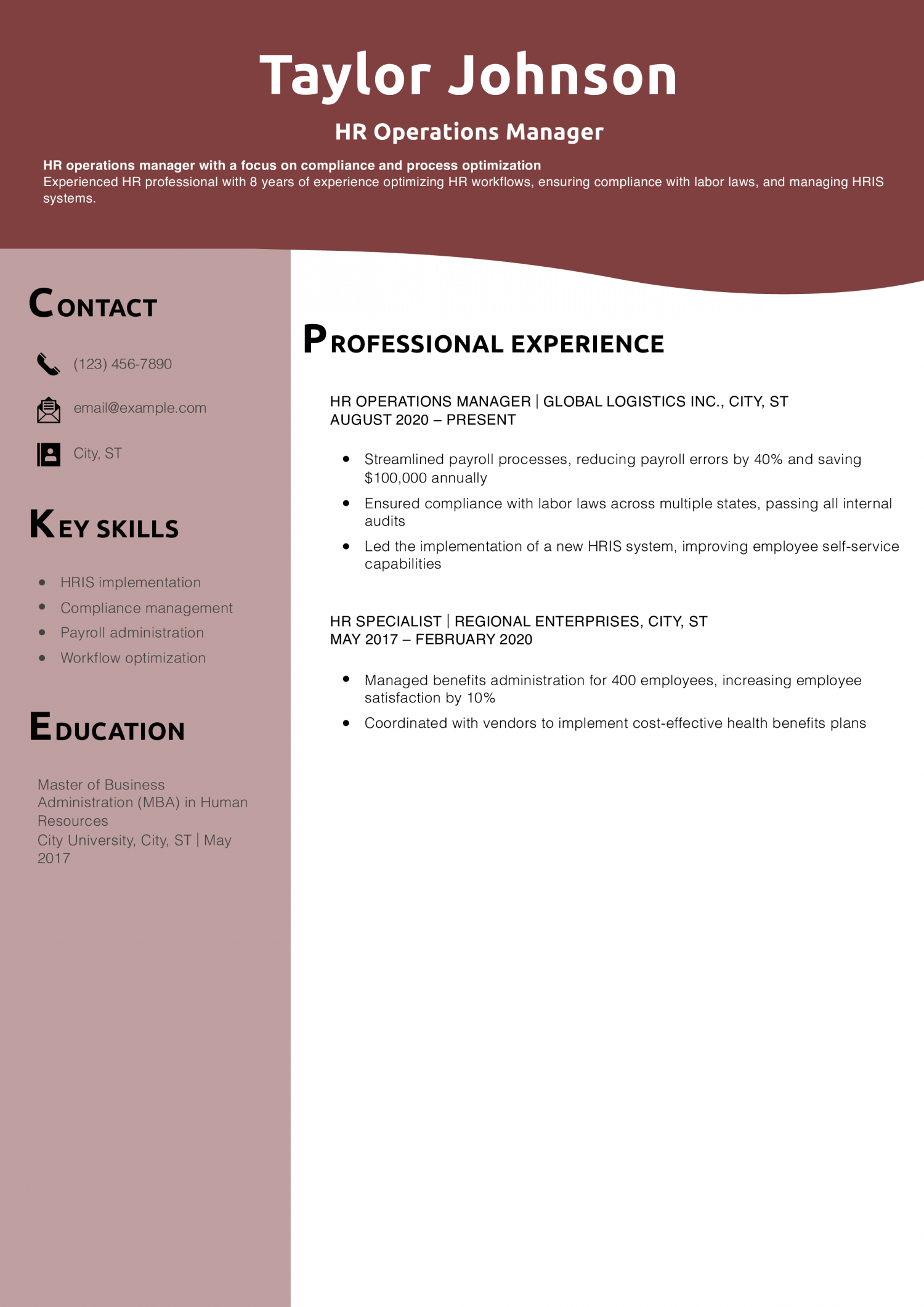 HR Operations Manager Resume