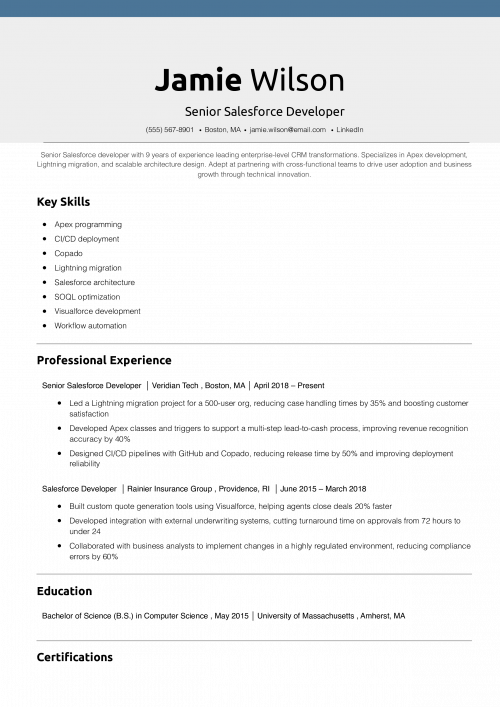 Senior Salesforce Developer 