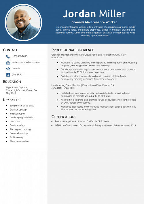Grounds Maintenance Worker Resume Example
