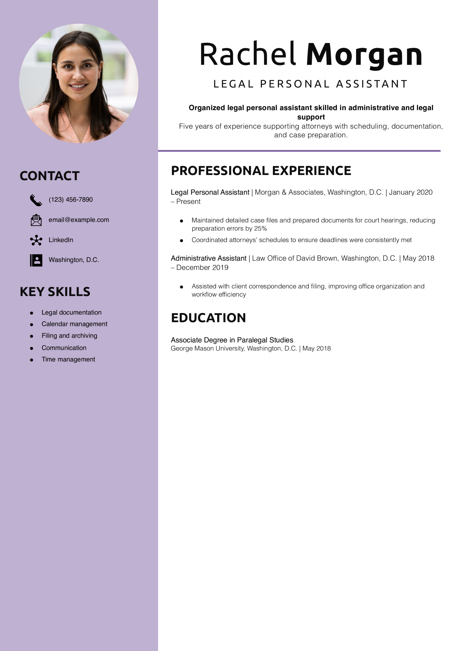  Legal Personal Assistant Resume