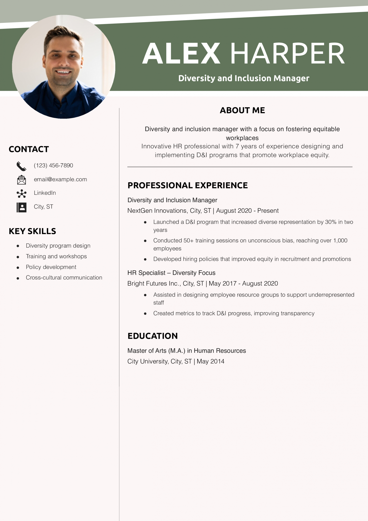 Diversity and Inclusion Manager Resume