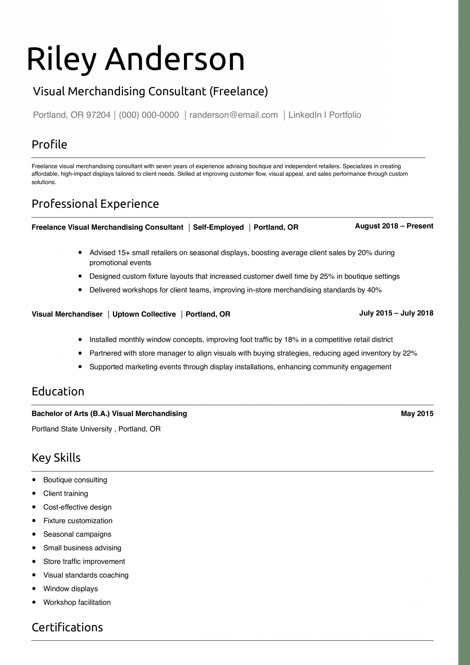 Visual Merchandising Consultant (Freelance) 