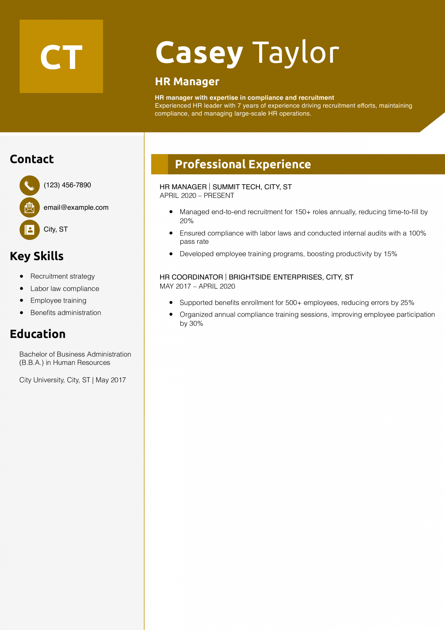 HR Manager Job Description Resume