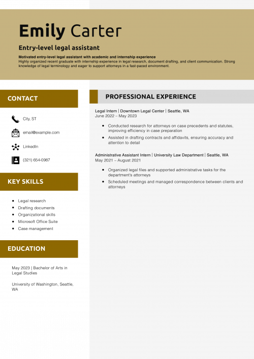  Entry-level legal assistant resume