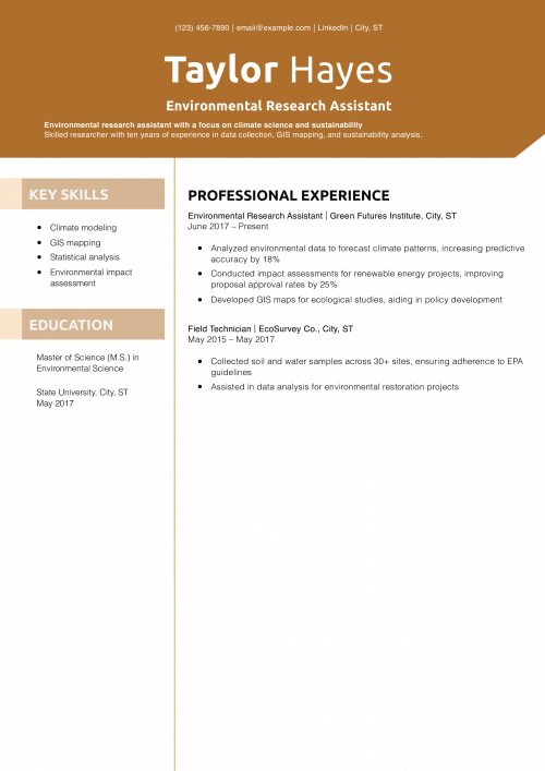 Environmental Research Assistant Resume