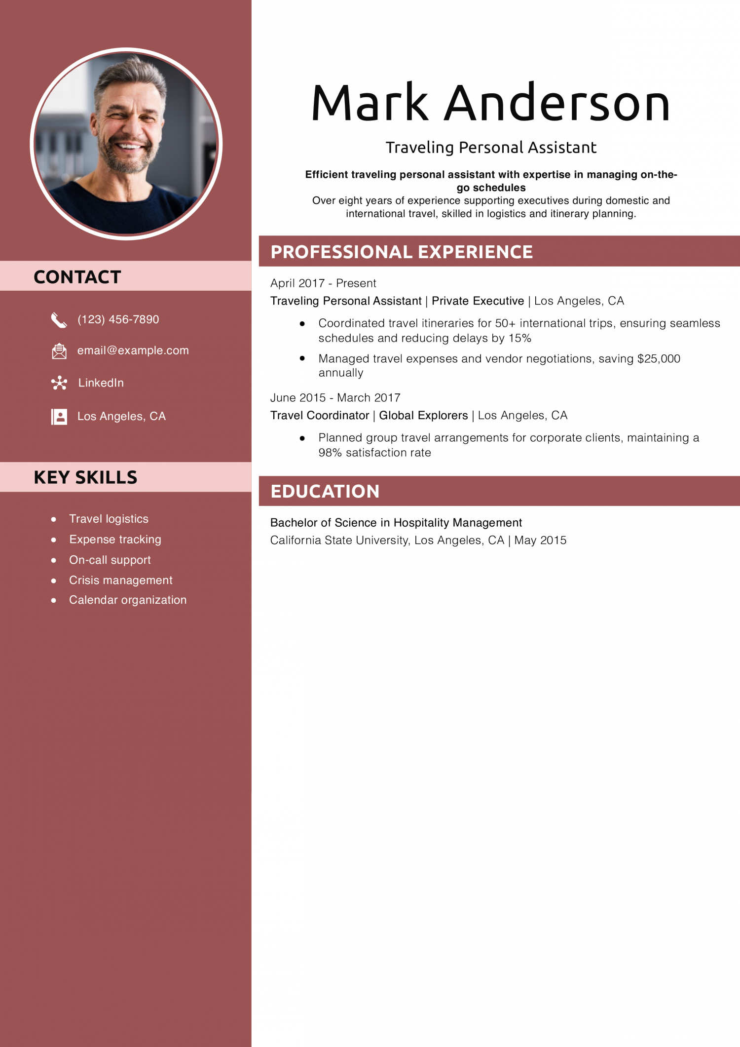 Traveling Personal Assistant Resume