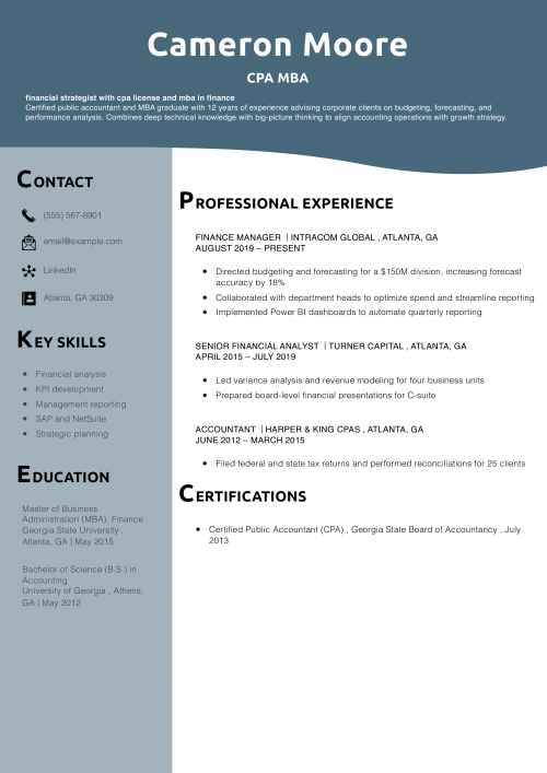 CPA MBA Resume 