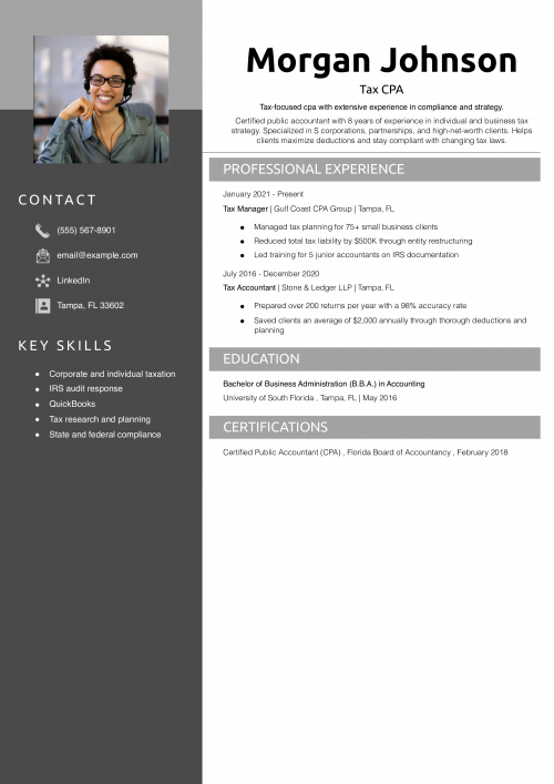 Tax CPA Resume 