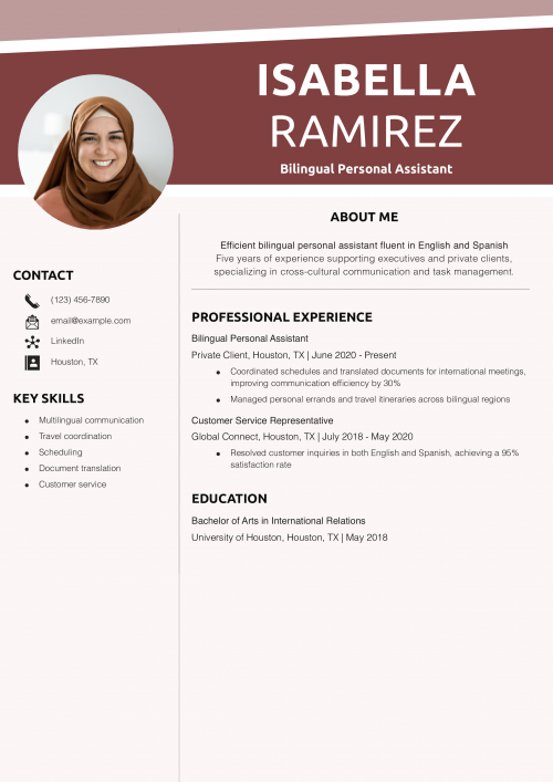 Bilingual Personal Assistant Resume