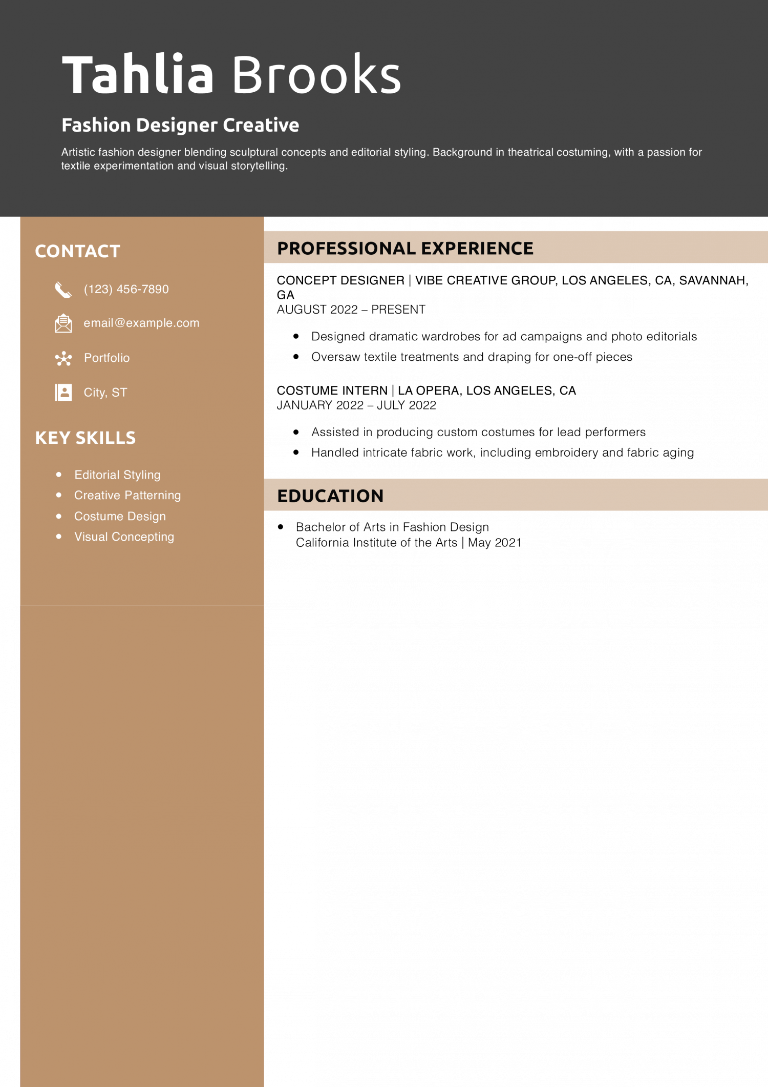Fashion Designer Creative Resume