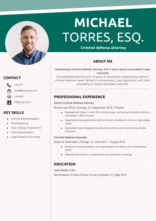 Criminal defense attorney resume