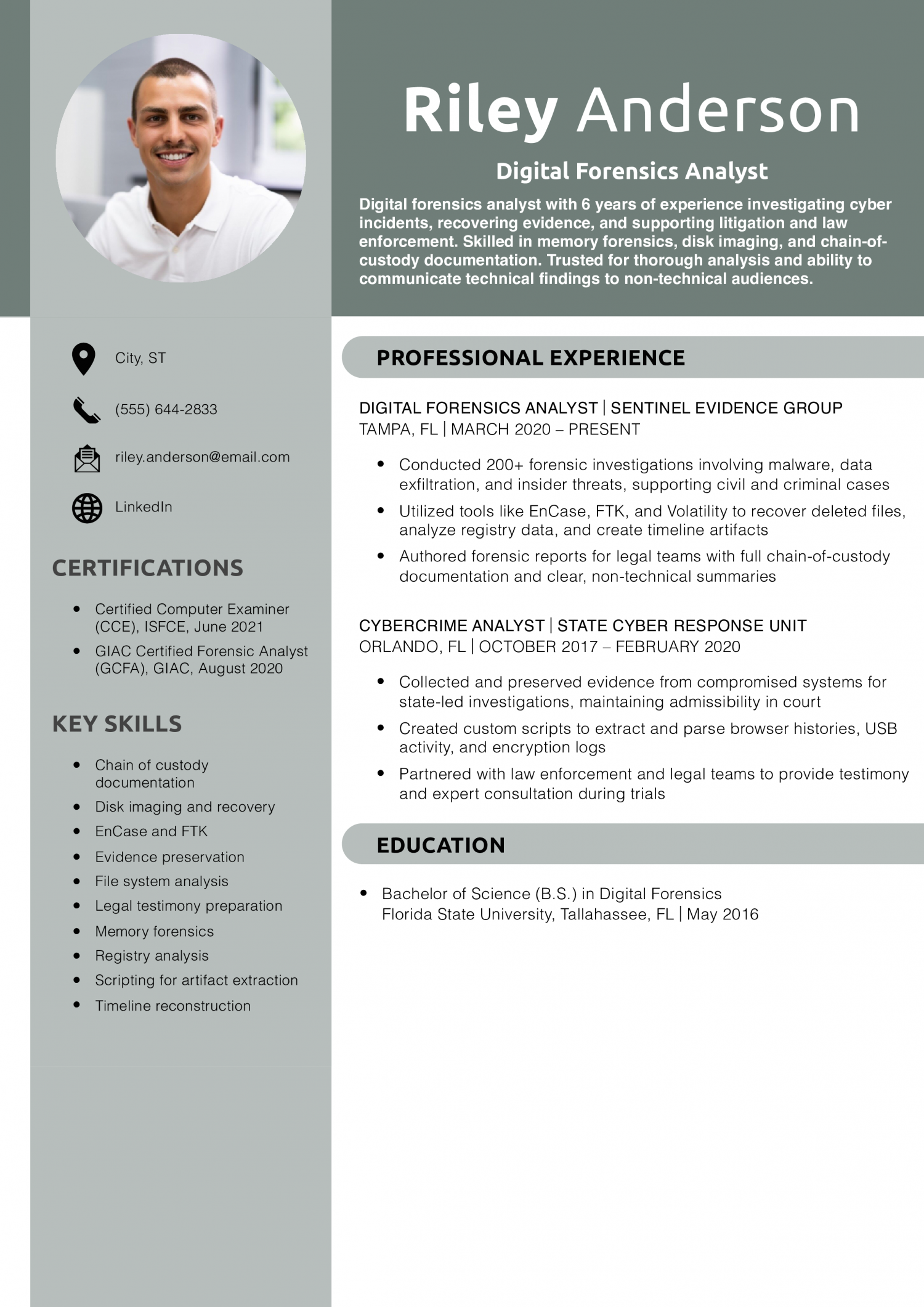 Digital Forensics Analyst Resume Example