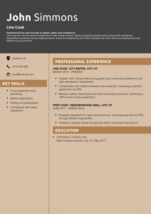 Line Cook Resume