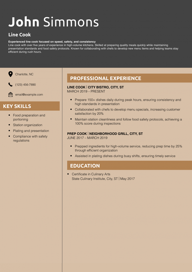 Line Cook Resume
