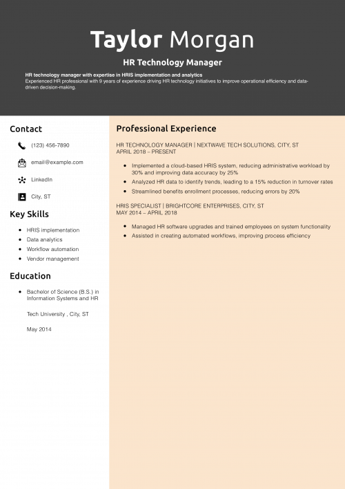 HR Technology Manager Resume
