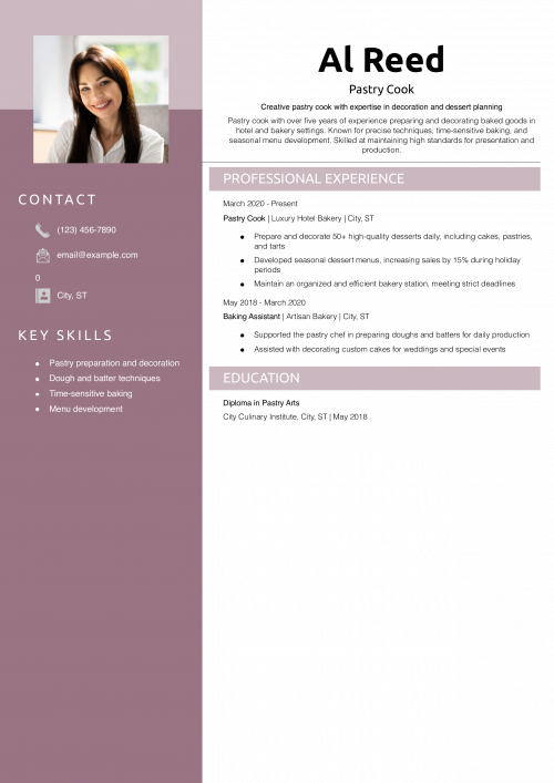 Pastry Cook Resume