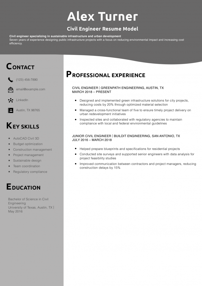 Civil Engineer Resume Model