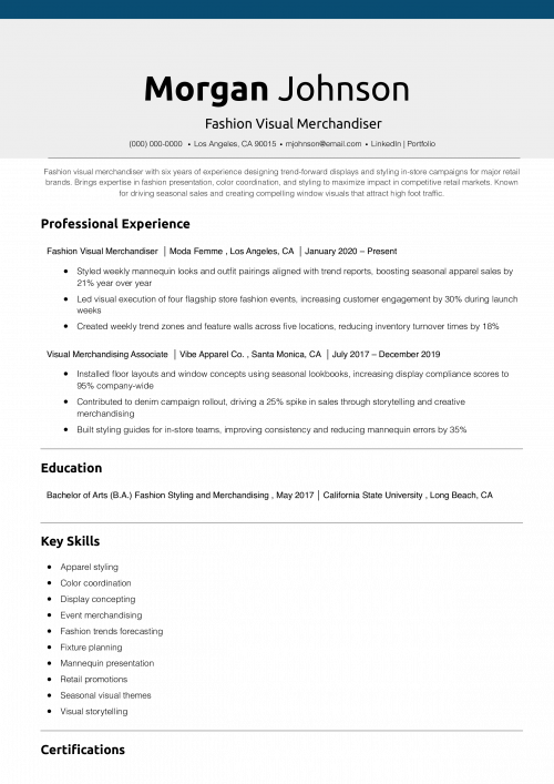 Fashion Visual Merchandiser 