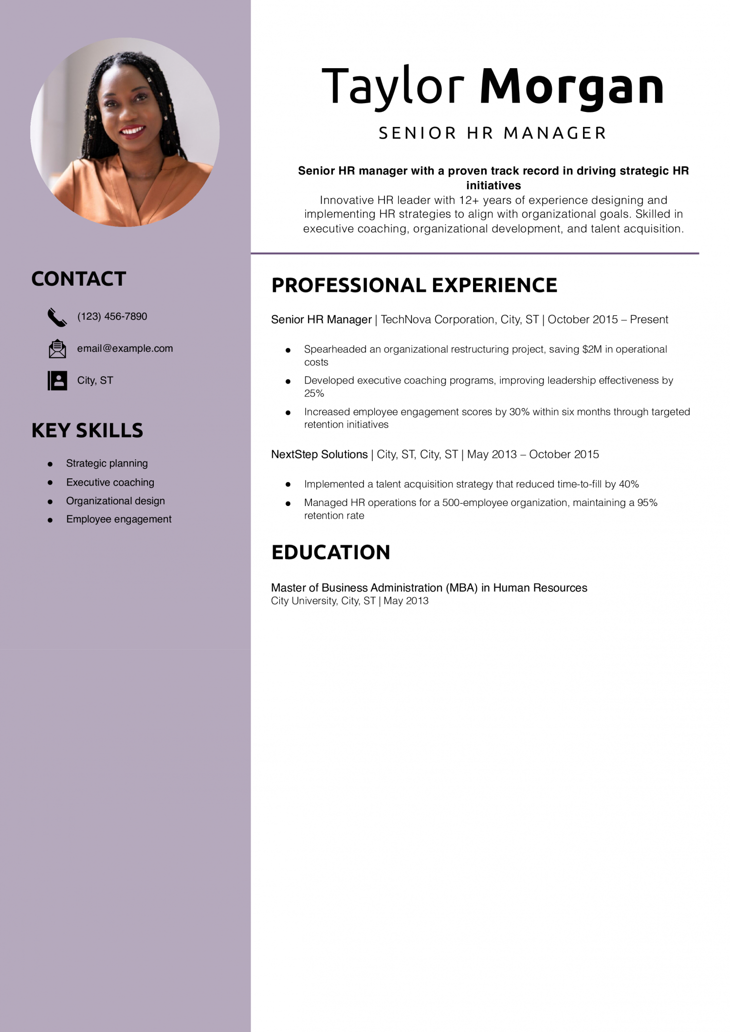 Senior HR Manager Resume