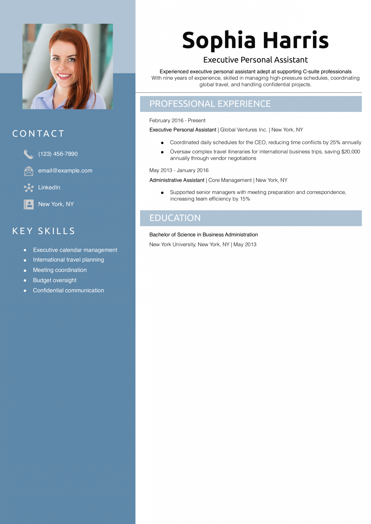 Executive Personal Assistant Resume