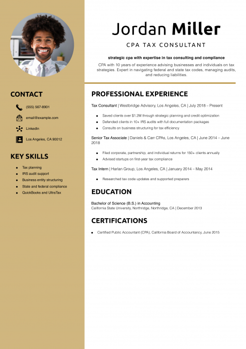 CPA Tax Consultant Resume 