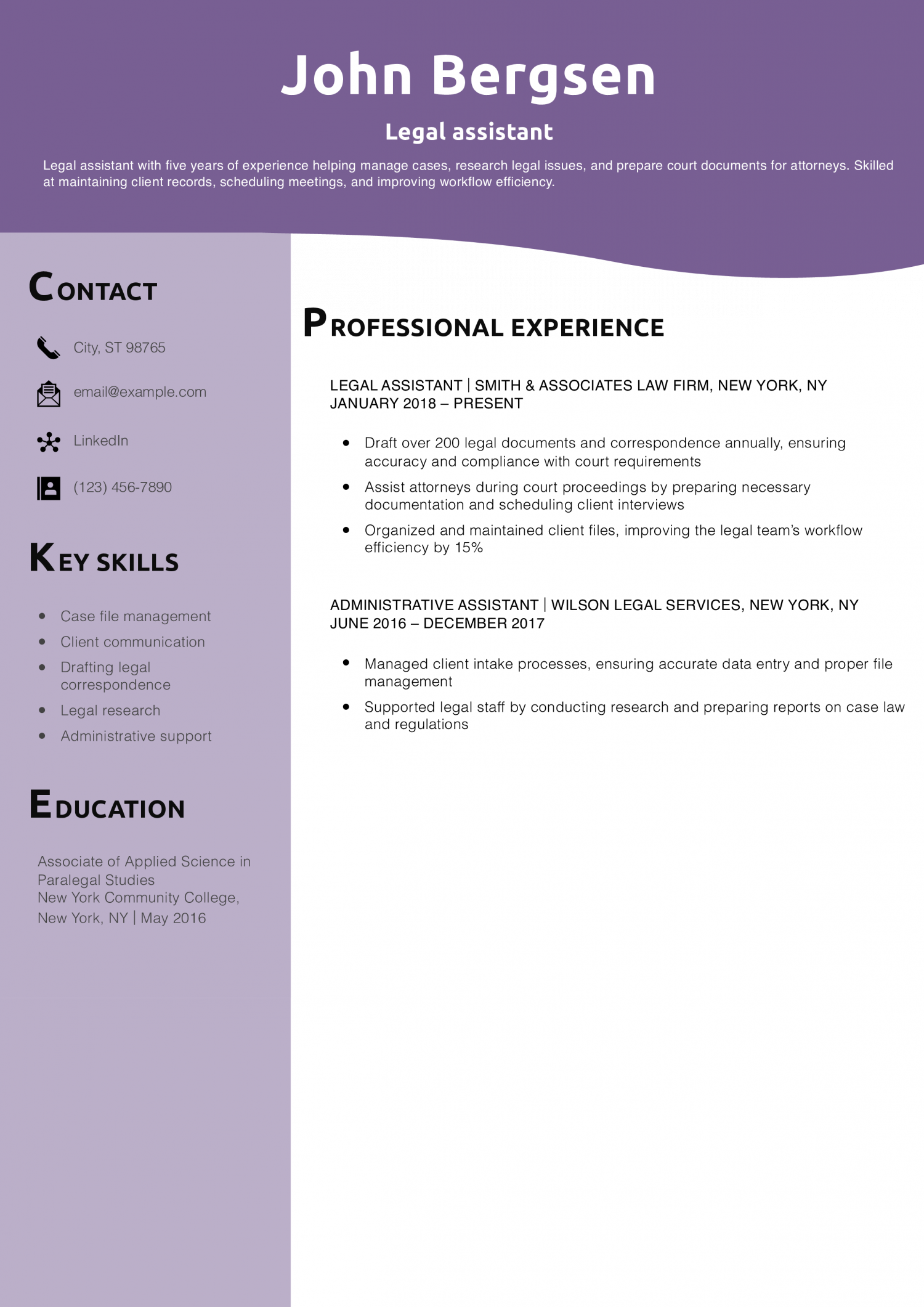 Legal assistant resume