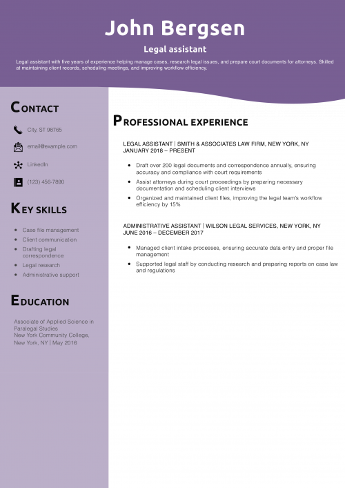 Legal assistant resume