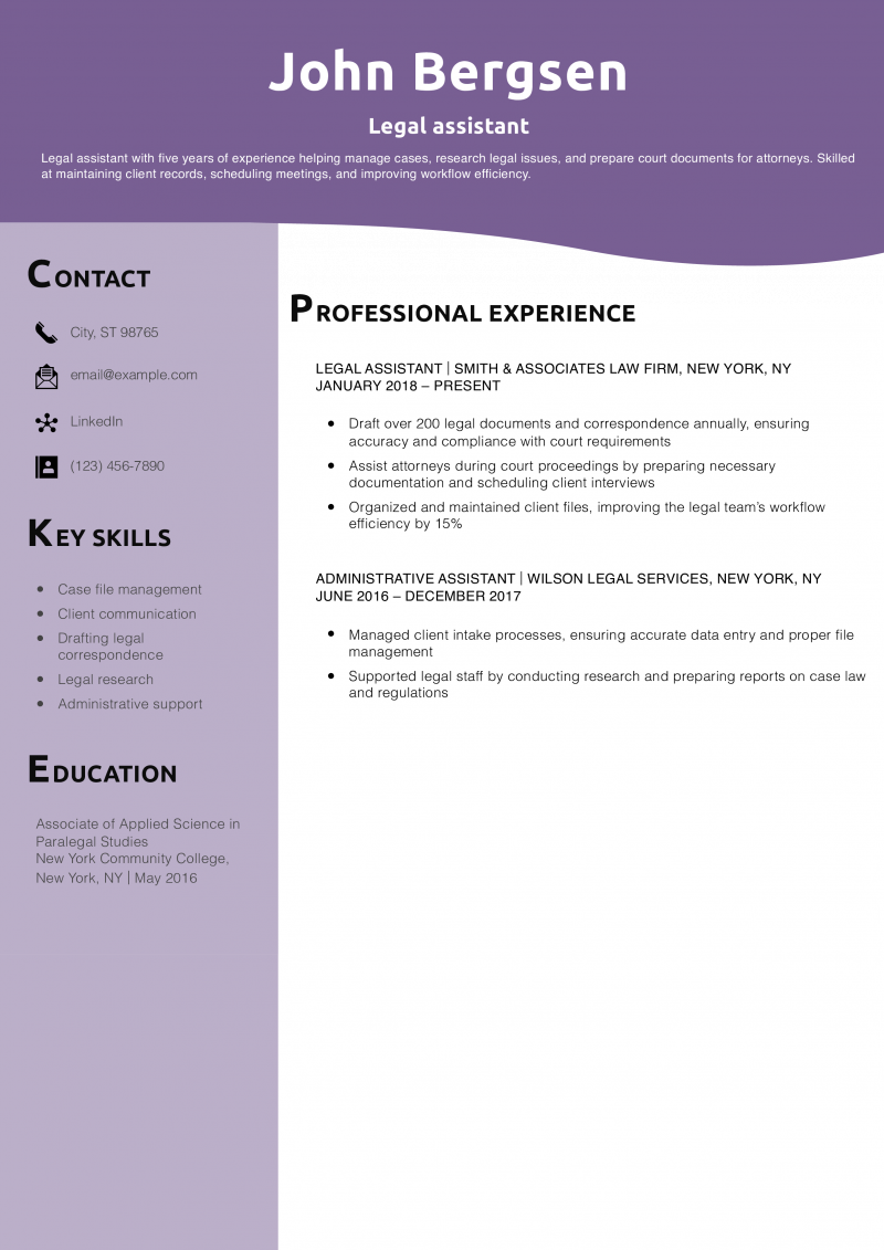 Legal assistant resume