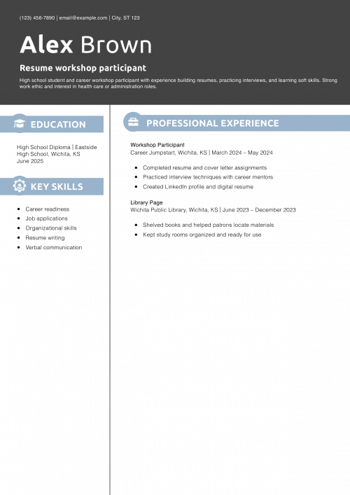Resume workshop participant resume example