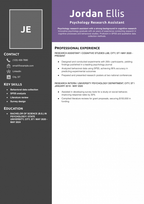 Psychology Research Assistant Resume