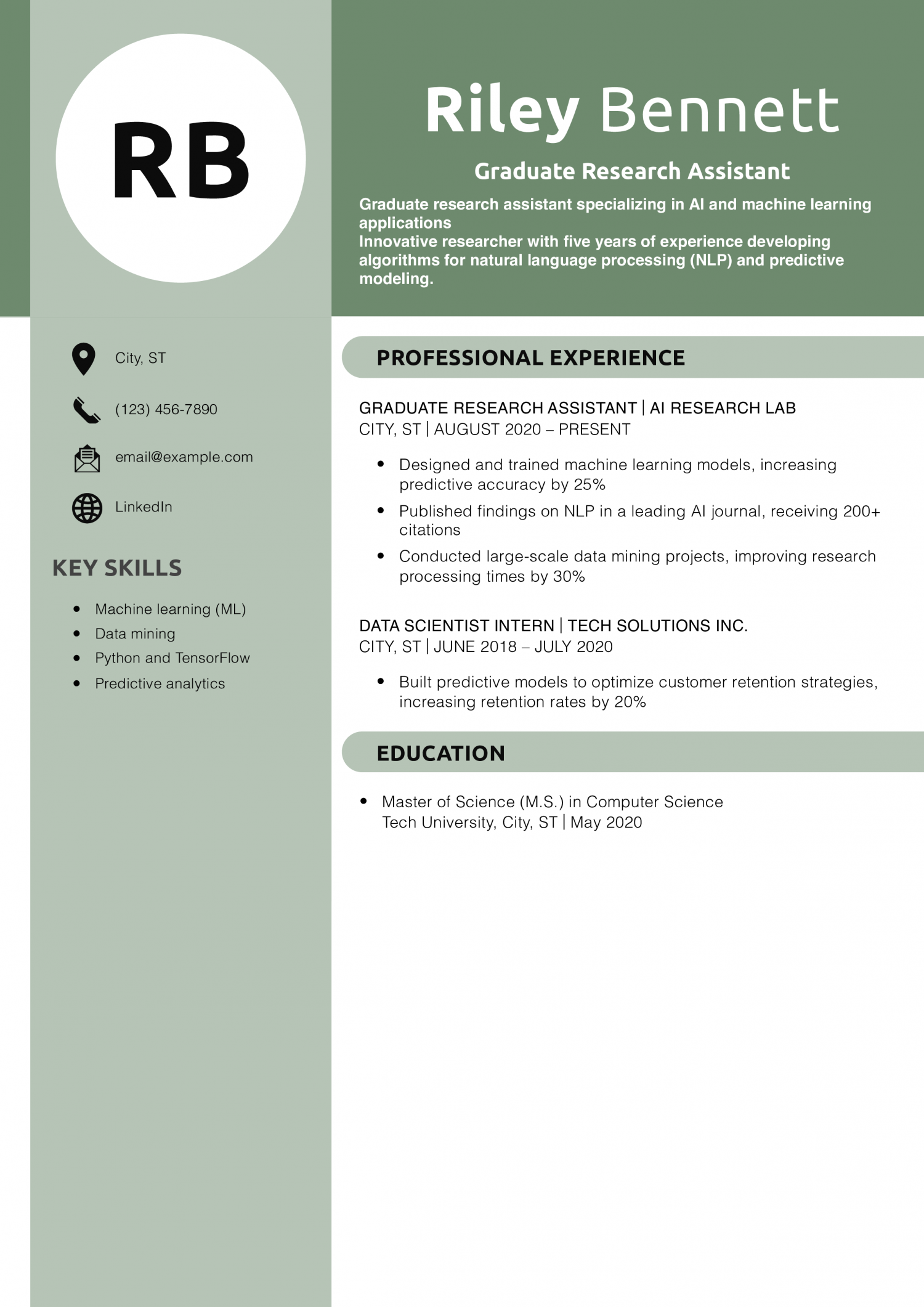 Graduate Research Assistant Resume