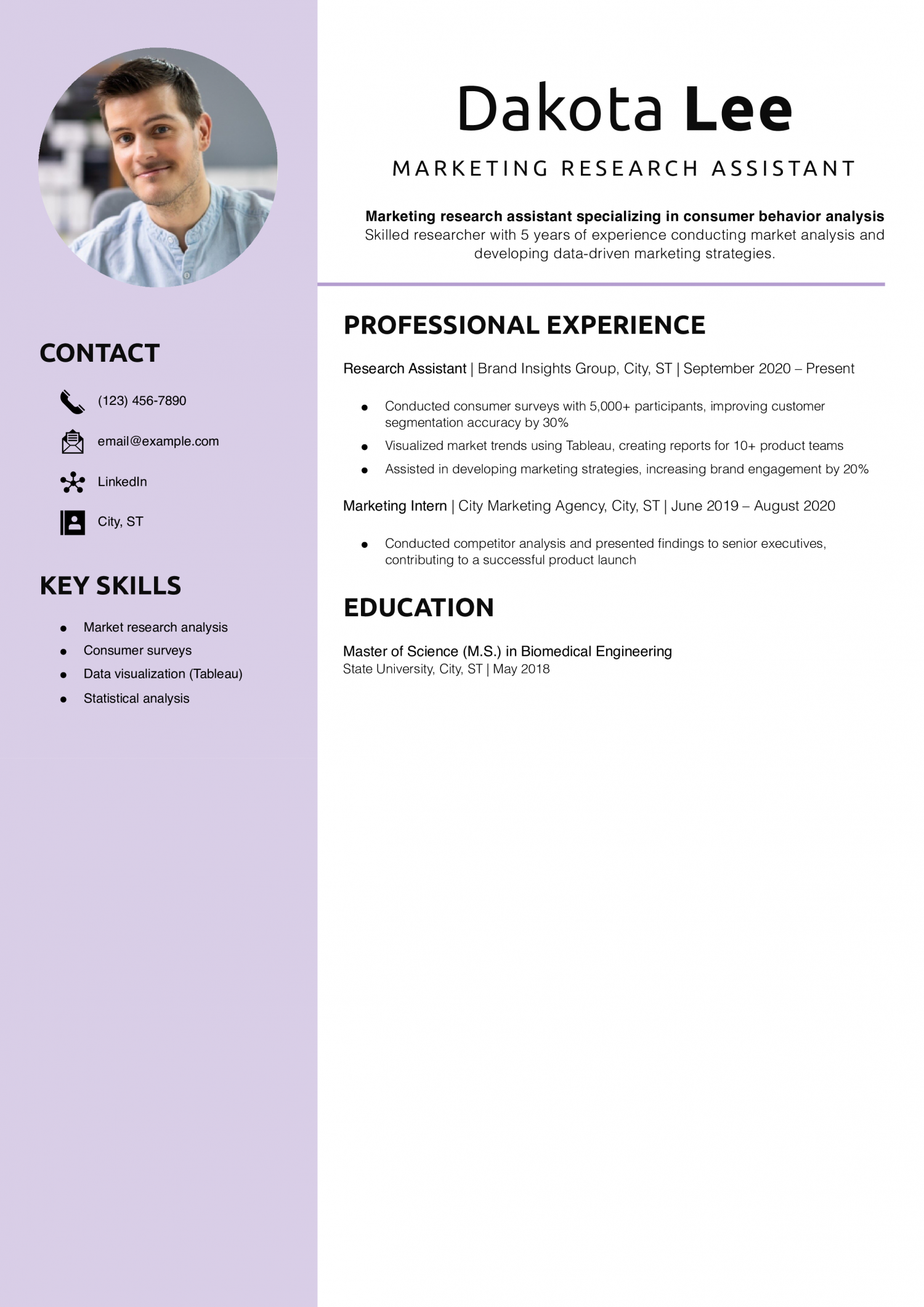 Marketing Research Assistant Resume