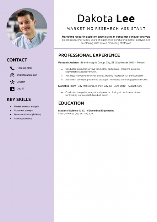 Marketing Research Assistant Resume