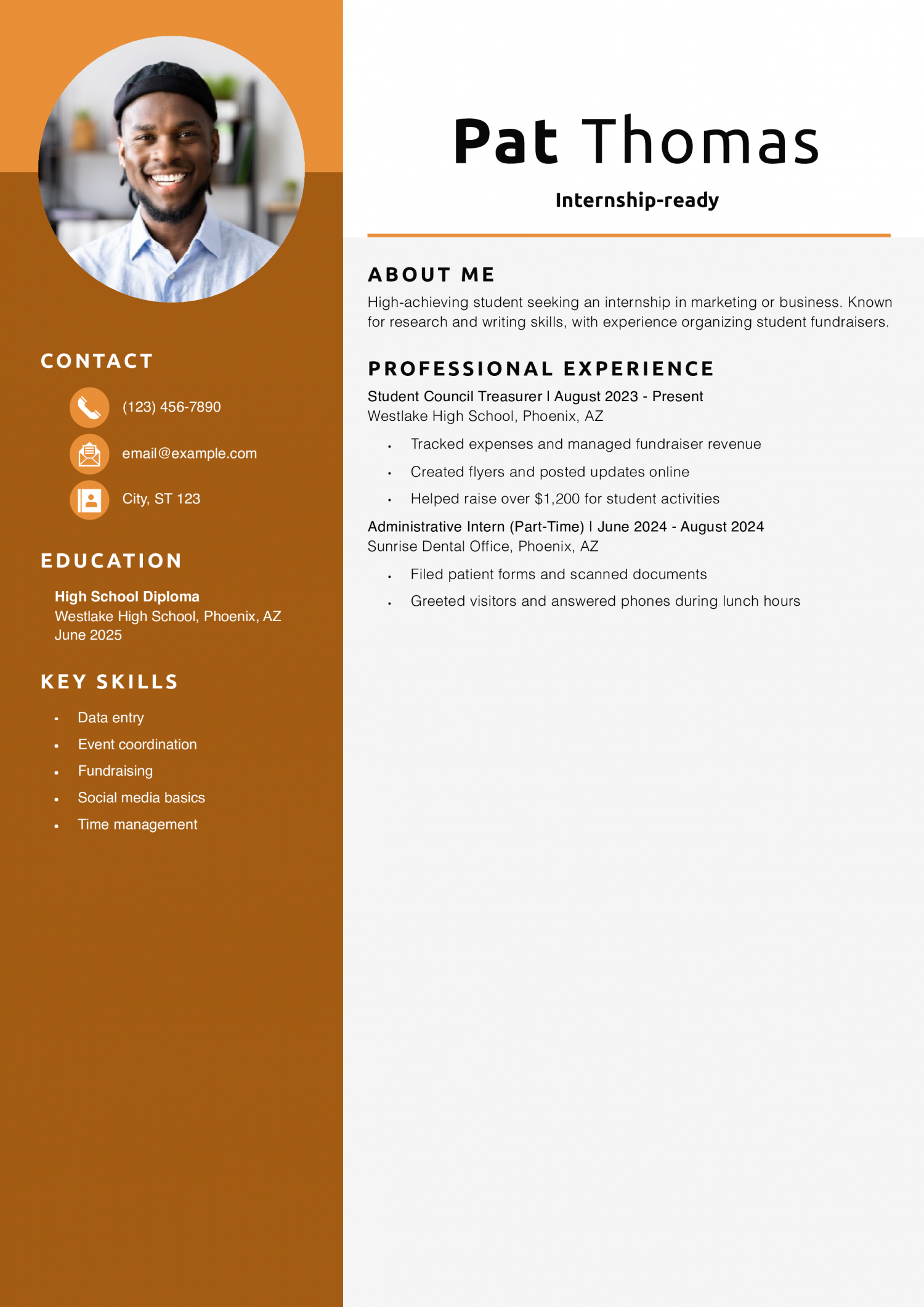 Internship-ready resume example