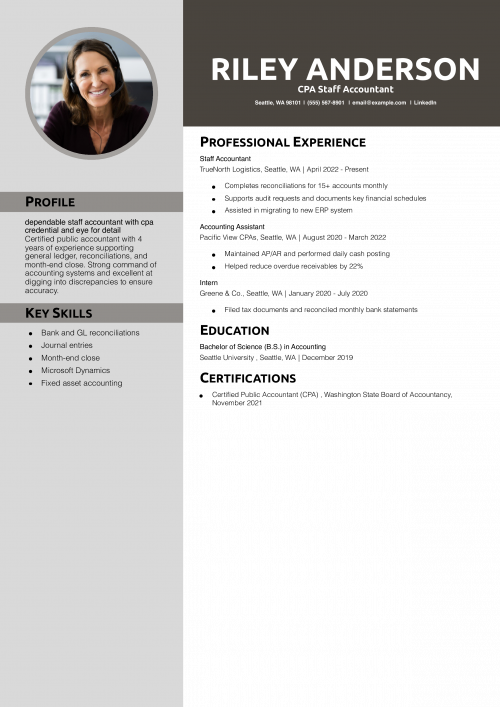 CPA Staff Accountant Resume 